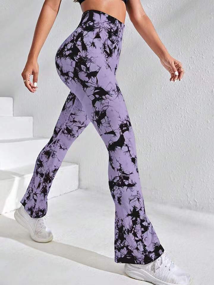 Women'S New Tie-Dye Micro Wide-Leg Pants High Waist Casual Yoga Pants For Girls - Image 4
